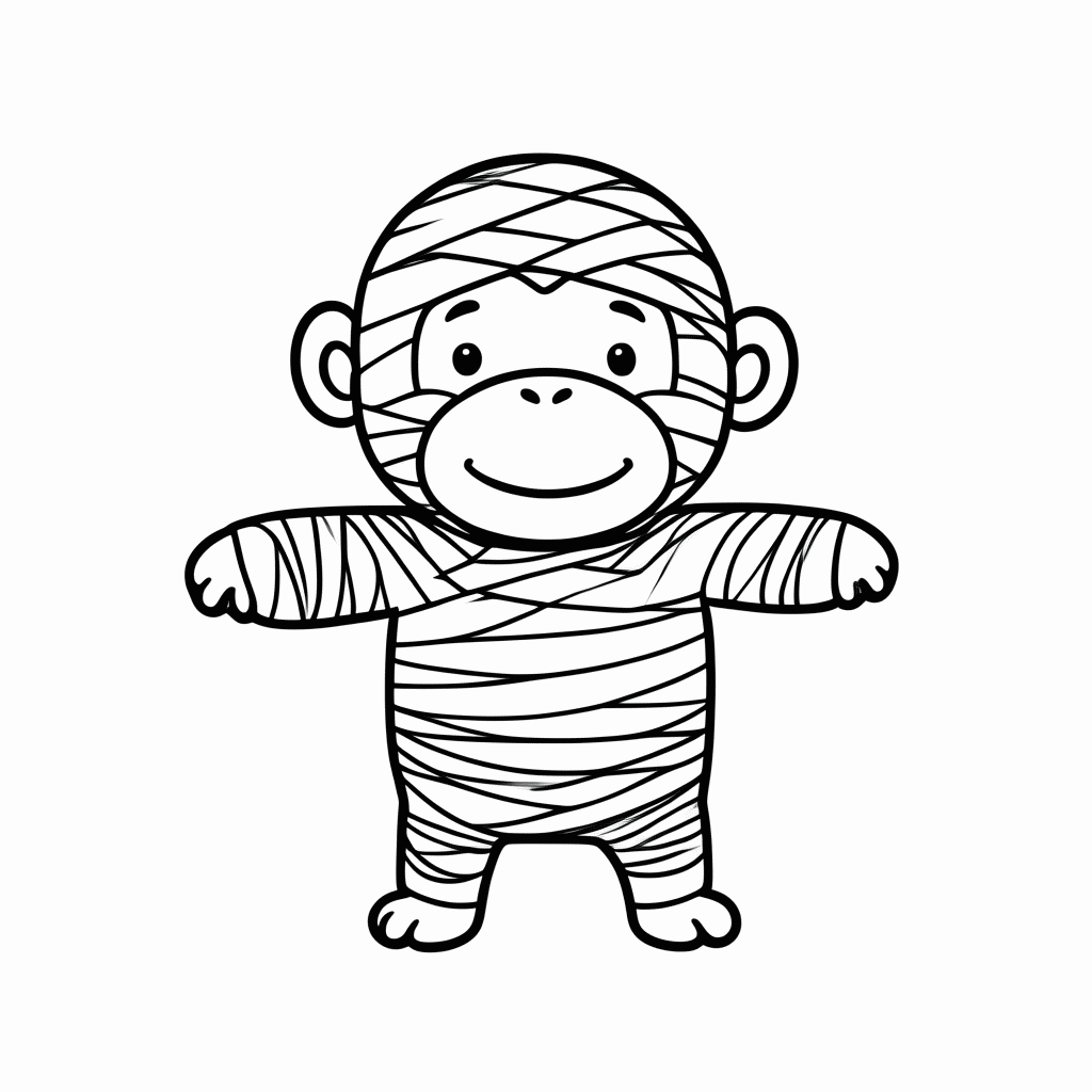 Desenho de Macaco Múmia para colorir e imprimir grátis em folha A4