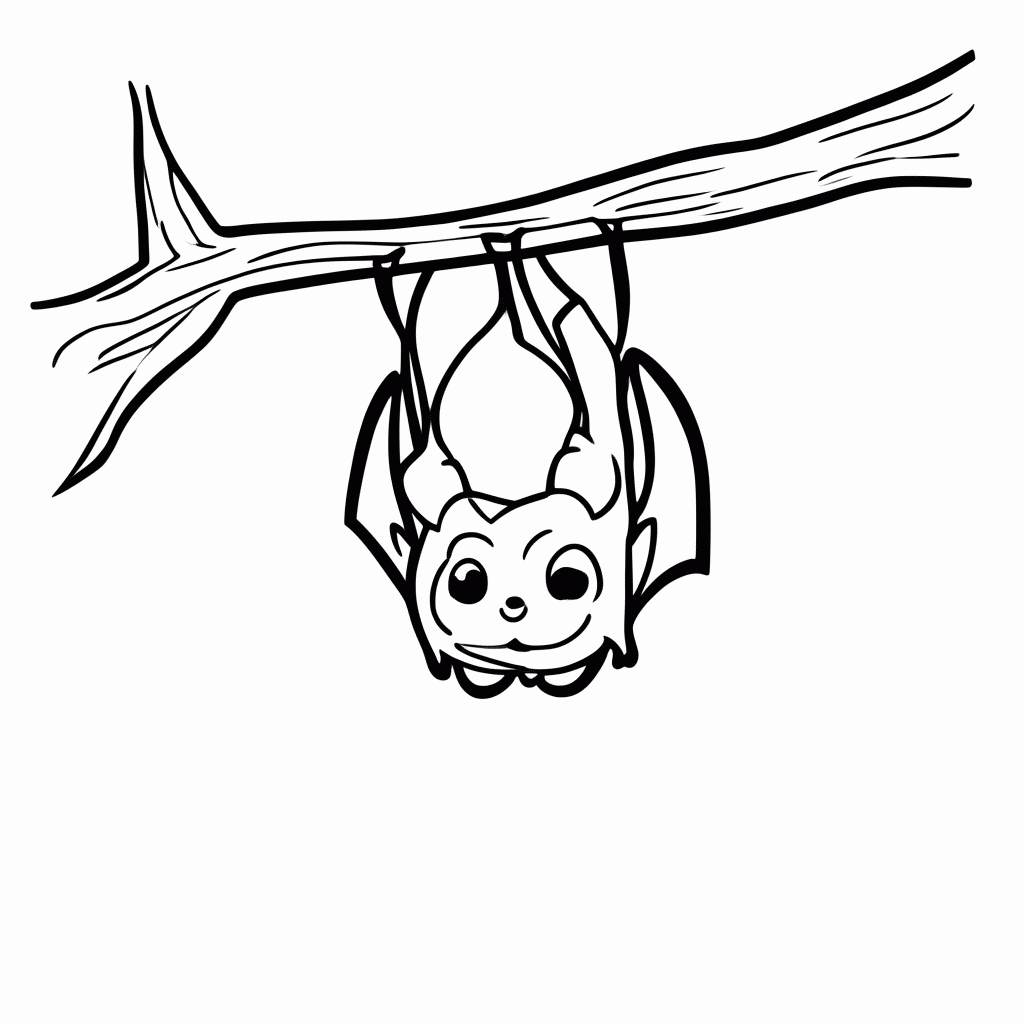Desenho de Morcego Fofo para colorir e imprimir grátis em folha A4