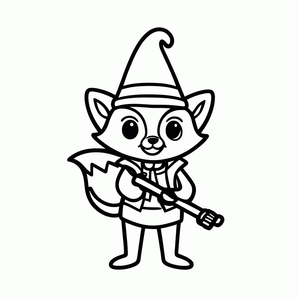 Desenho de Raposa Bruxa para colorir e imprimir grátis em folha A4