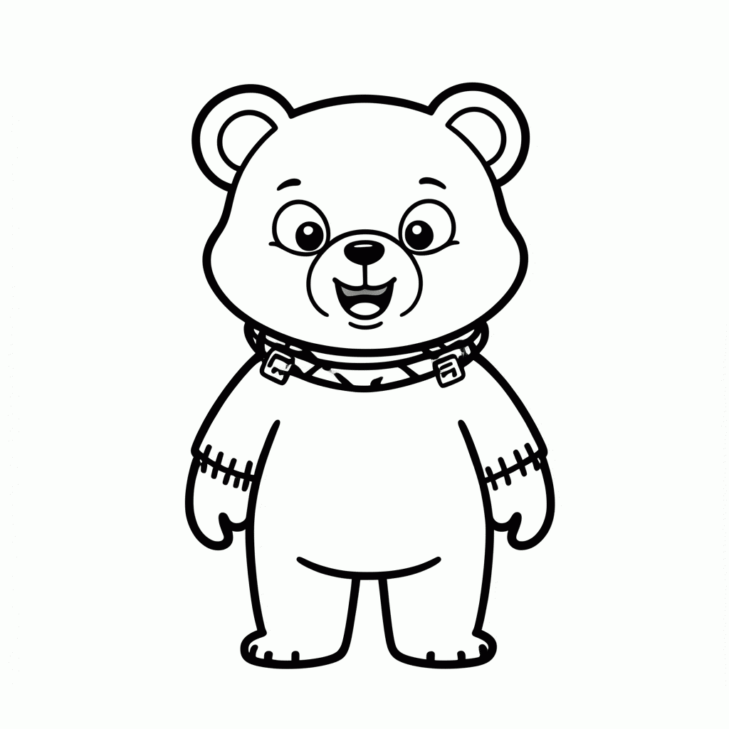 Desenho de Urso Frankenstein para colorir e imprimir grátis em folha A4