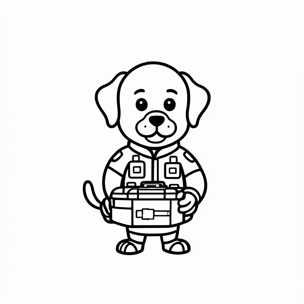 Desenho de Cachorro Paramédico para colorir e imprimir grátis em folha A4