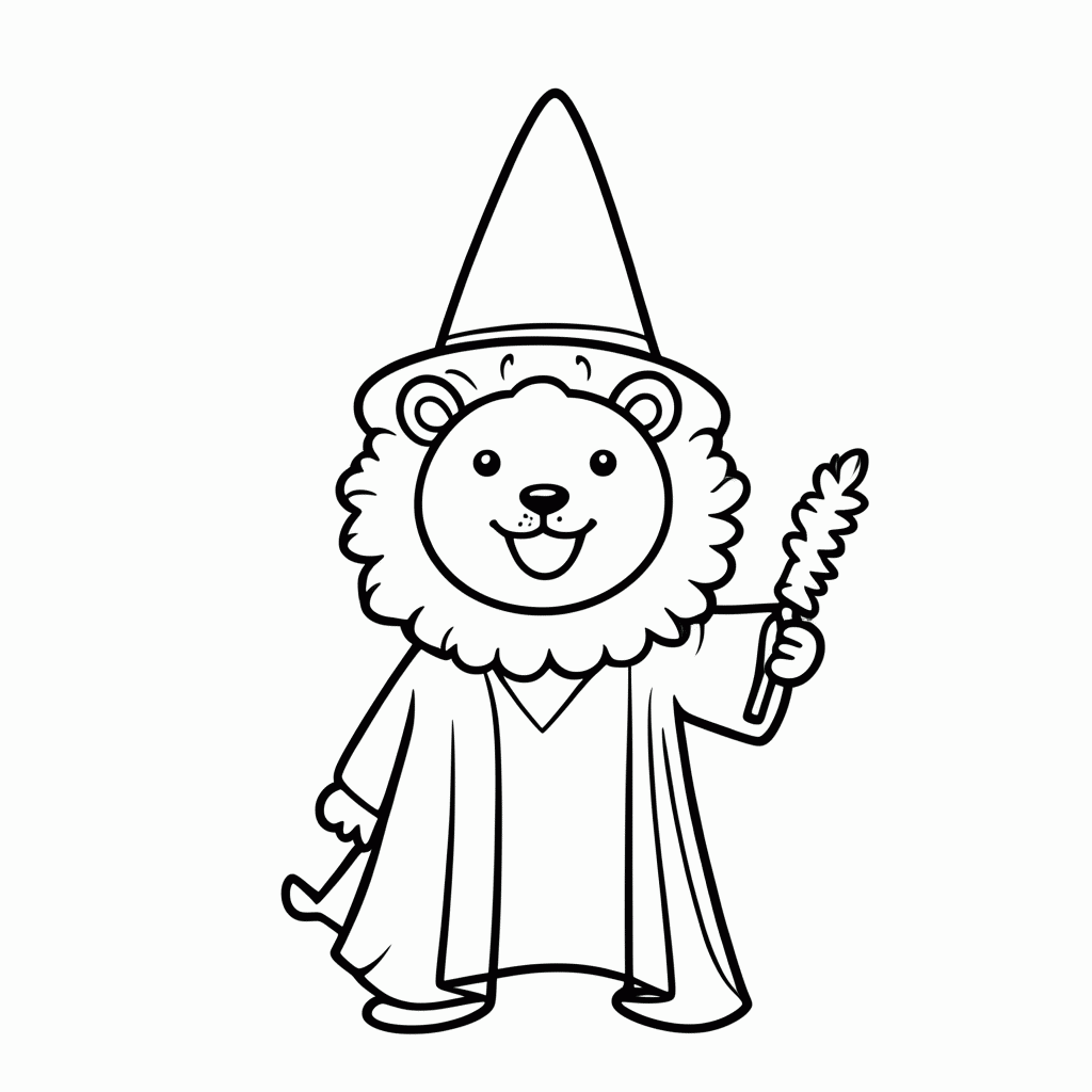 Desenho de Leão Mago para colorir e imprimir grátis em folha A4