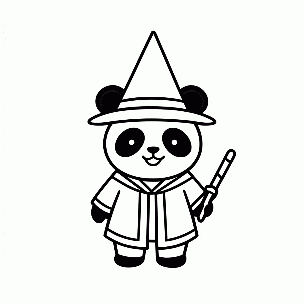 Desenho de Panda Mago para colorir e imprimir grátis em folha A4