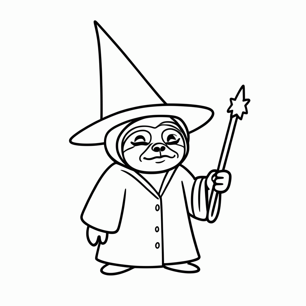Desenho de Preguiça Maga para colorir e imprimir grátis em folha A4