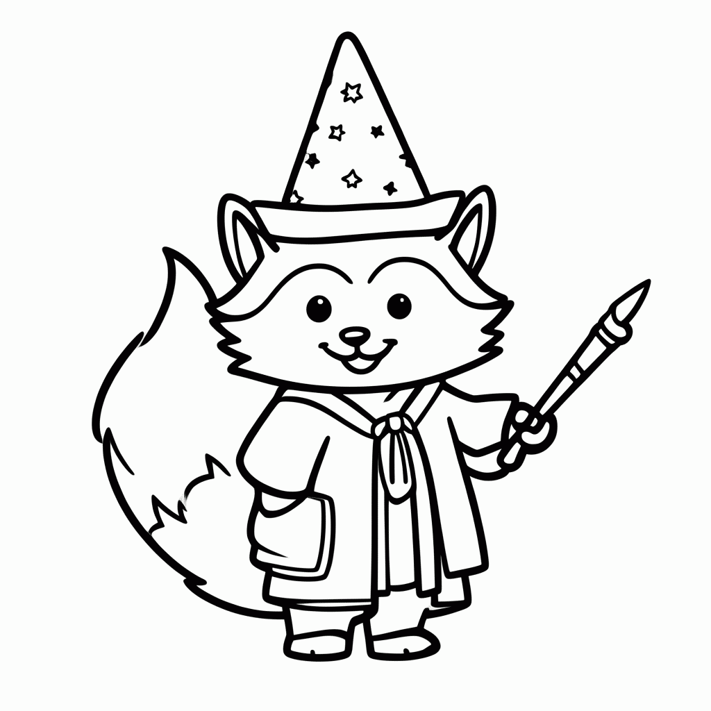 Desenho de Raposa Maga para colorir e imprimir grátis em folha A4