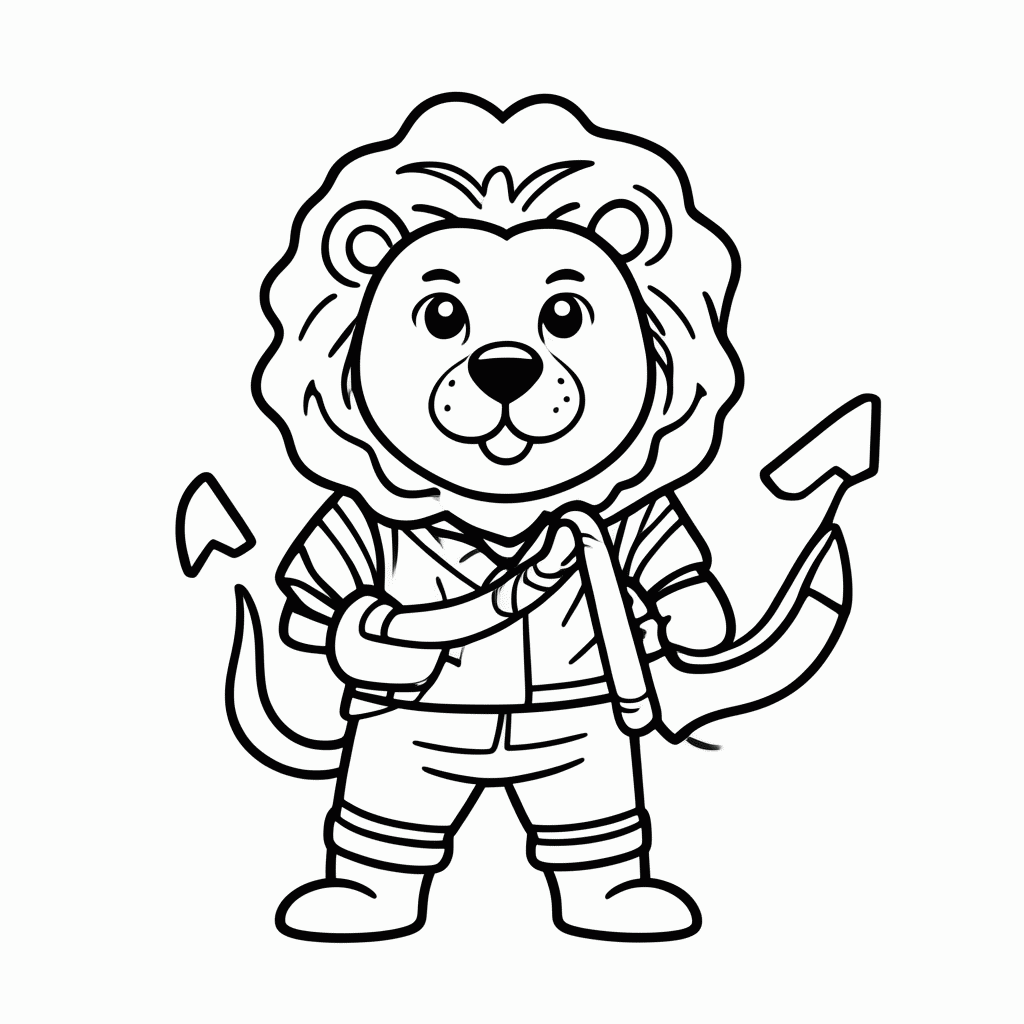 Desenho de Leão com Âncora para colorir e imprimir grátis em folha A4