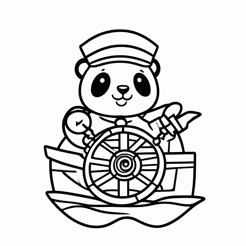 Desenho de Panda no Leme para colorir e imprimir grátis em folha A4