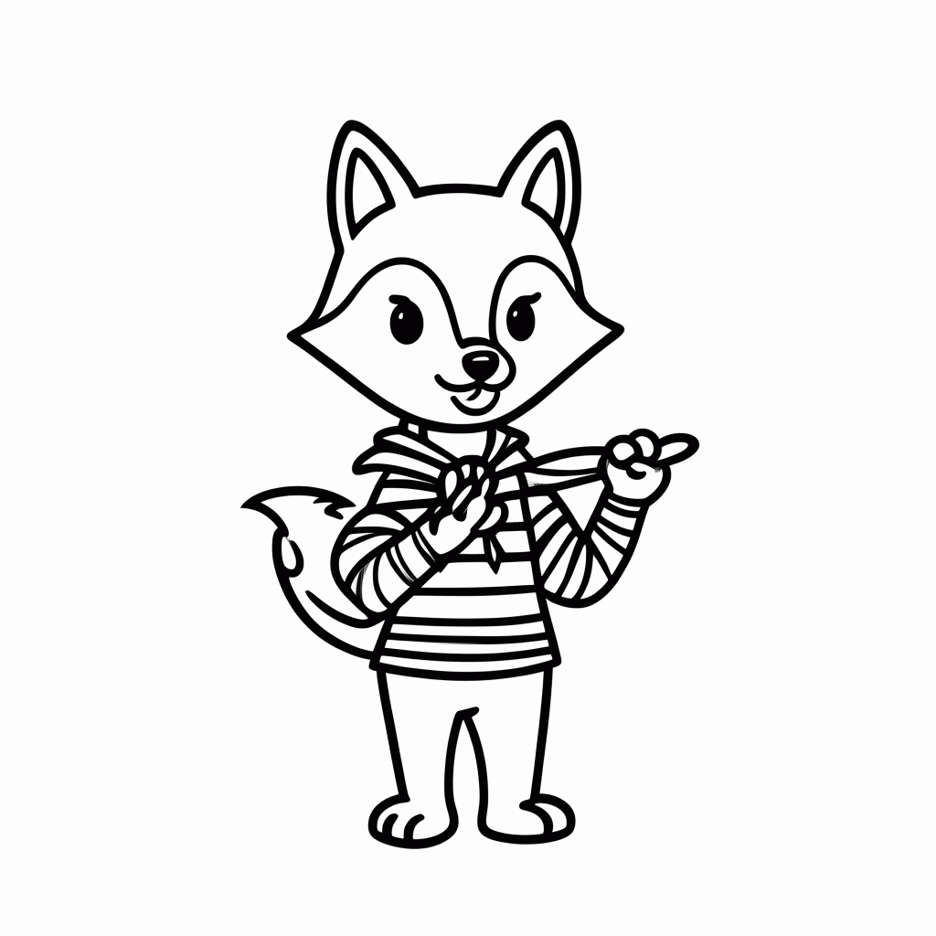 Desenho de Raposa Marinheira para colorir e imprimir grátis em folha A4
