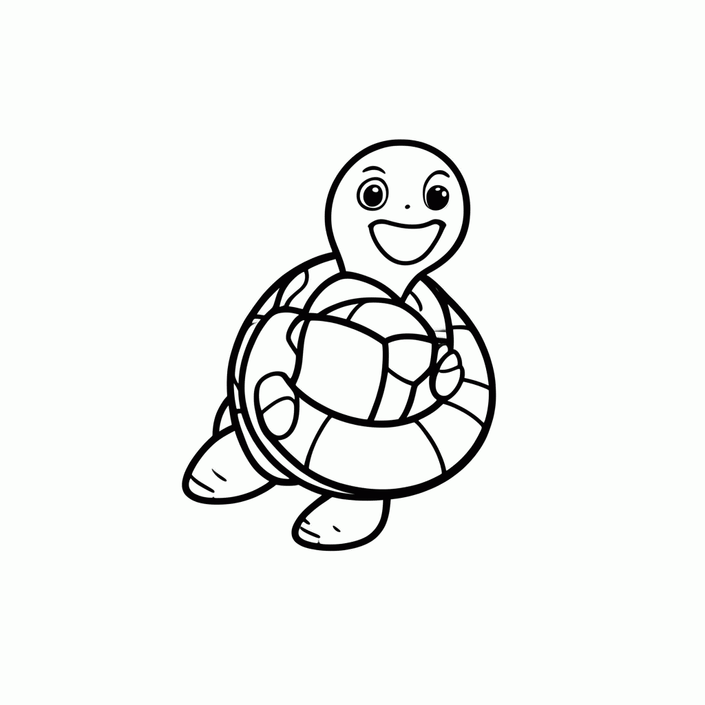 Desenho de Tartaruga com Boia para colorir e imprimir grátis em folha A4