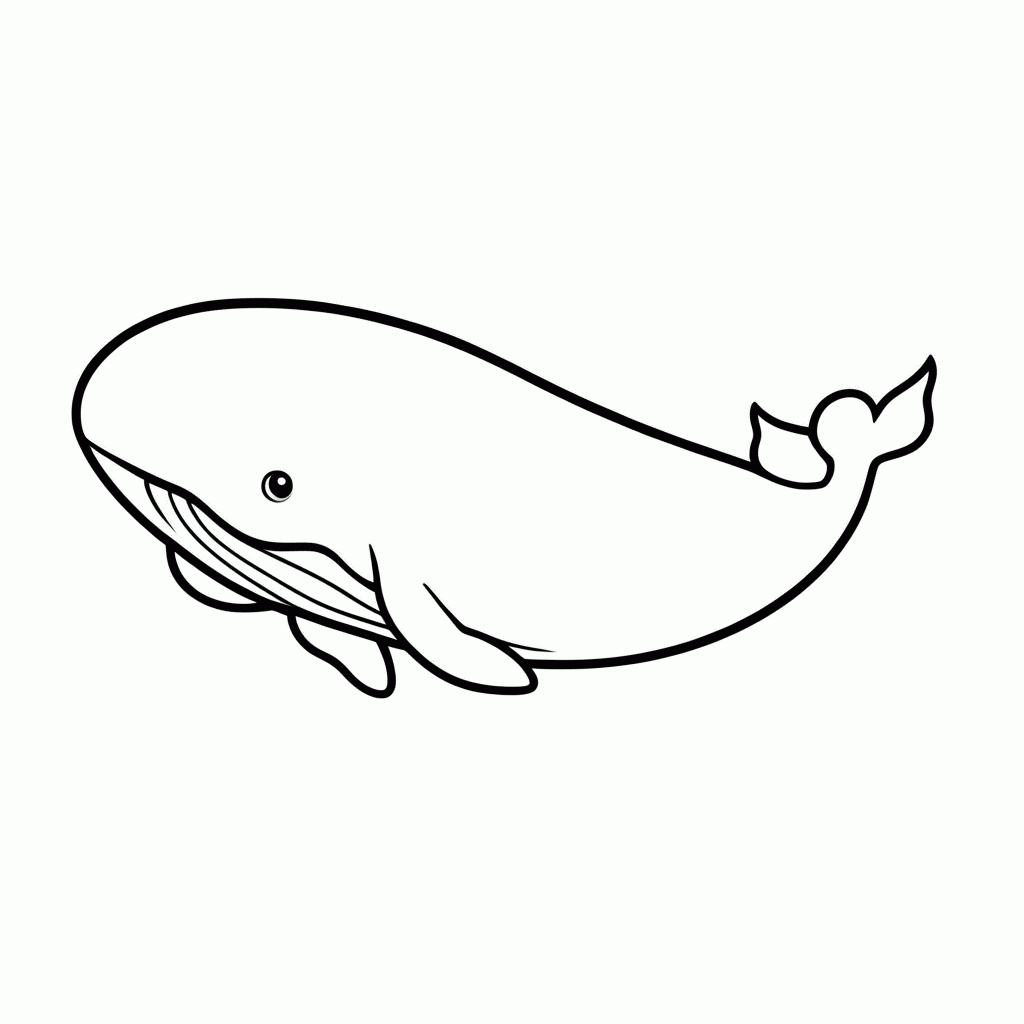 Desenho de Baleia Azul para colorir e imprimir grátis em folha A4