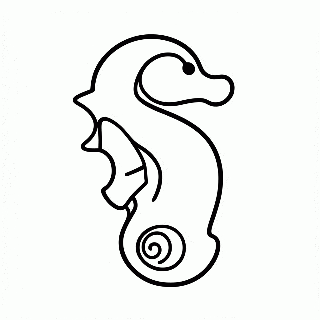 Desenho de Cavalo Marinho para colorir e imprimir grátis em folha A4