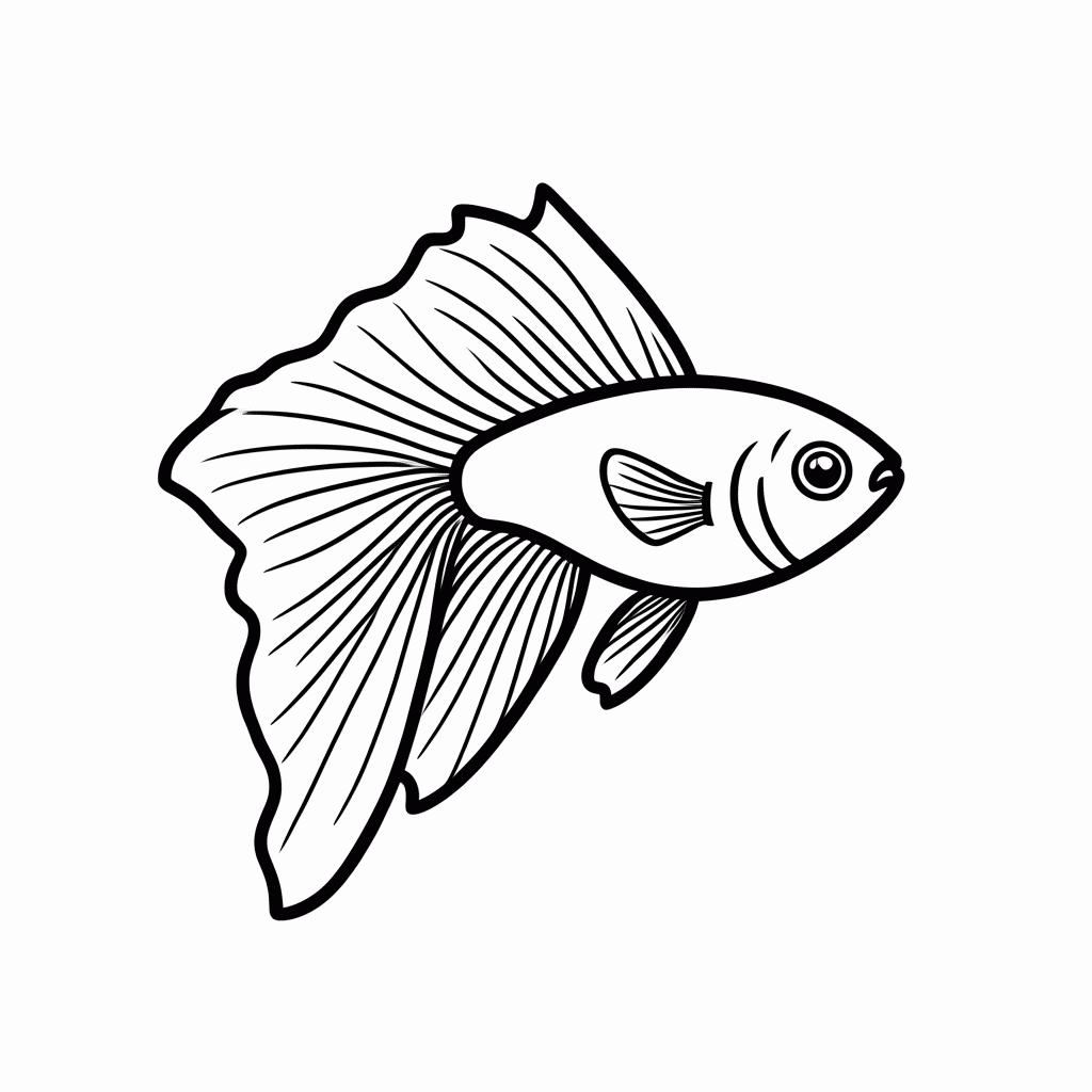 Desenho de Peixe Betta para colorir e imprimir grátis em folha A4