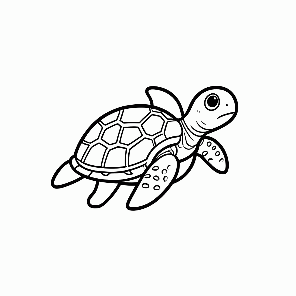 Desenho de Tartaruga Marinha para colorir e imprimir grátis em folha A4