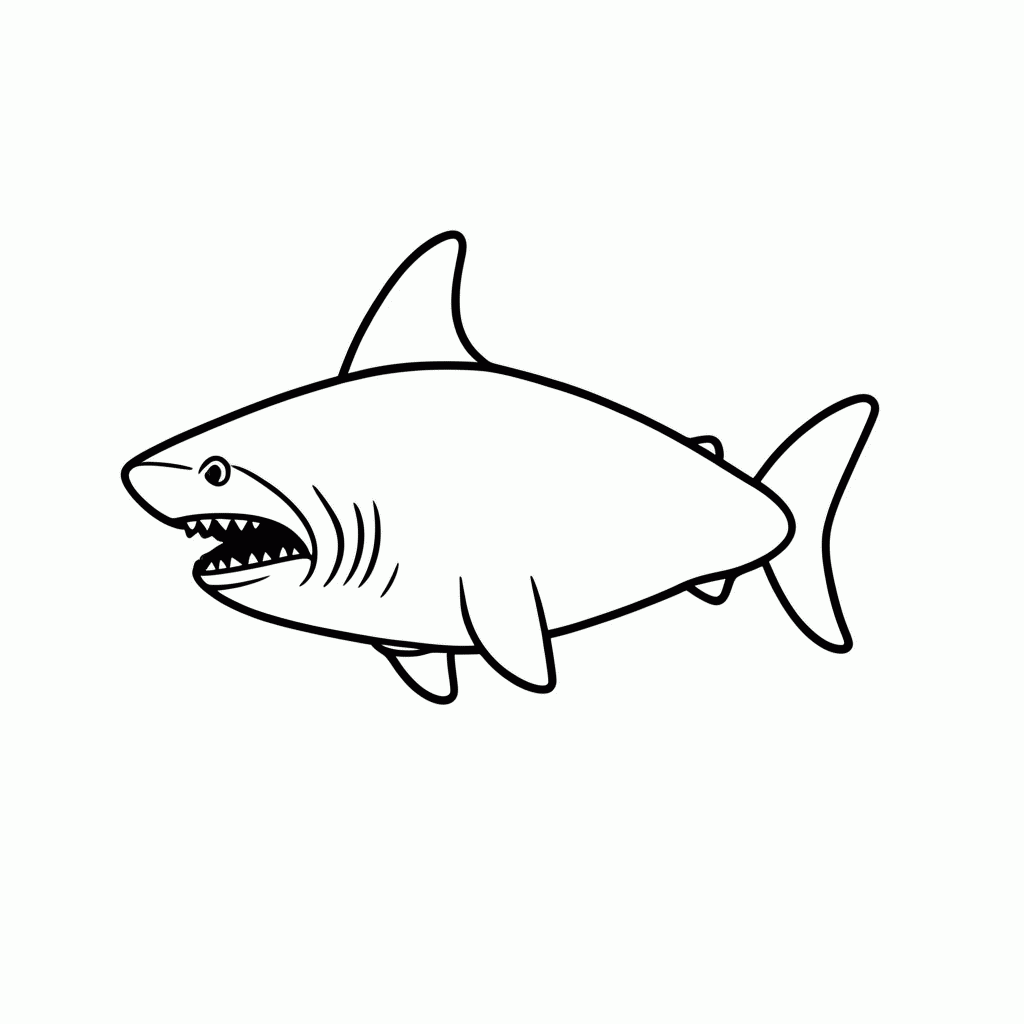 Desenho de Tubarao Branco para colorir e imprimir grátis em folha A4