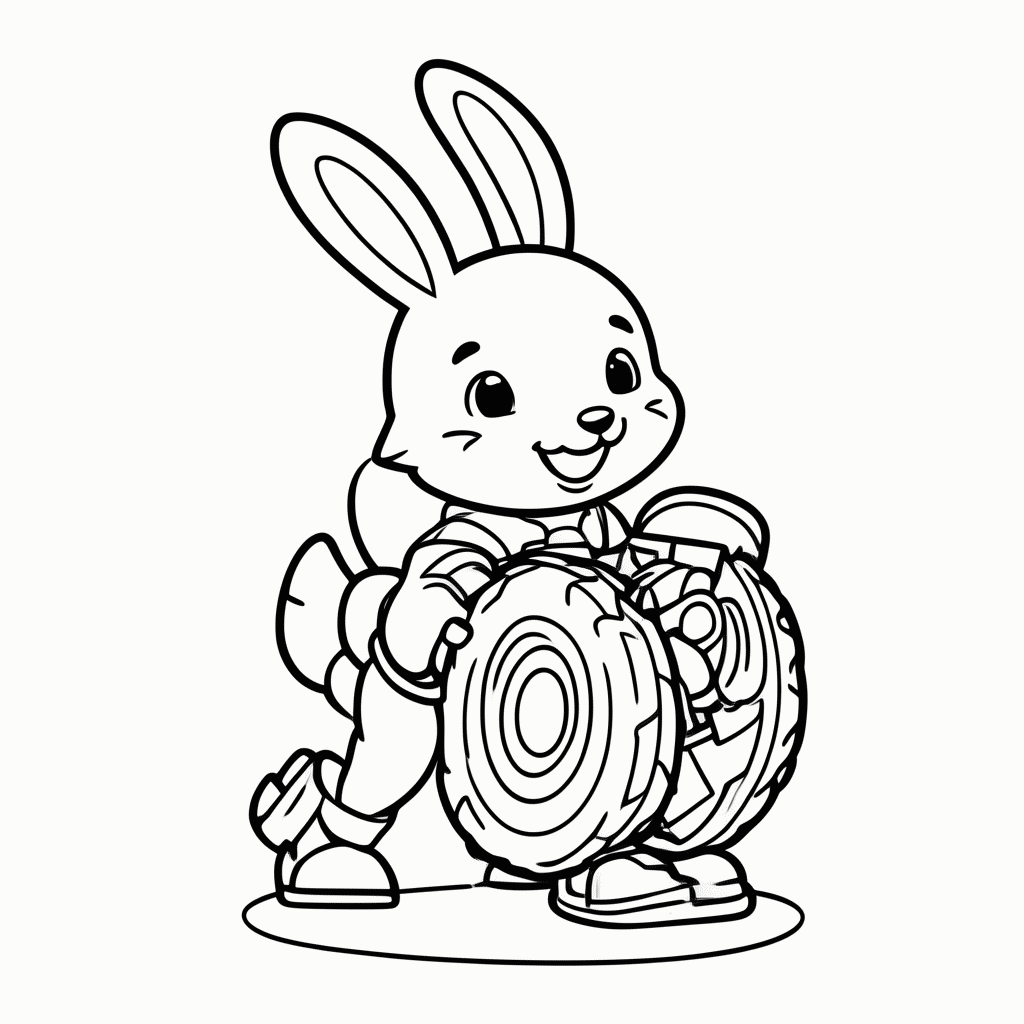 Desenho de Coelho Trocando Pneu para colorir e imprimir grátis em folha A4