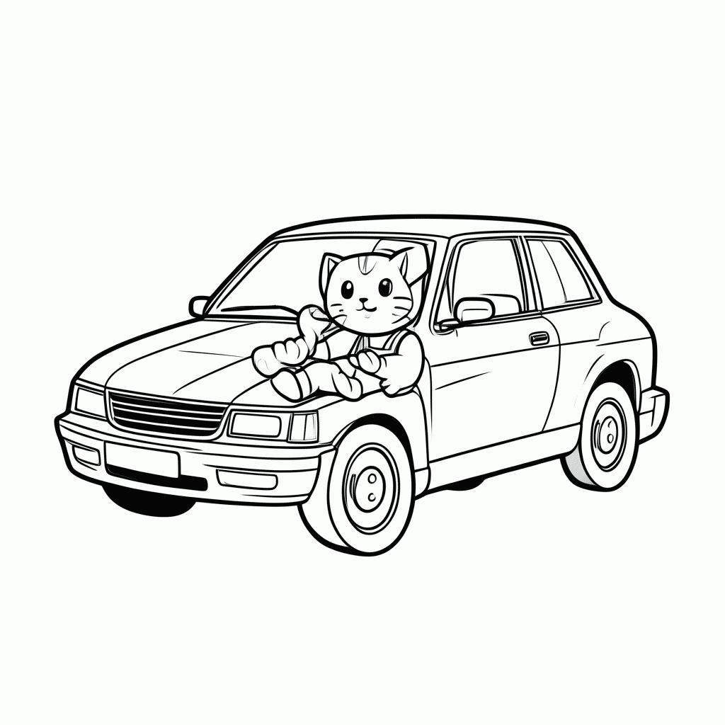 Desenho de Gato Mecânico para colorir e imprimir grátis em folha A4