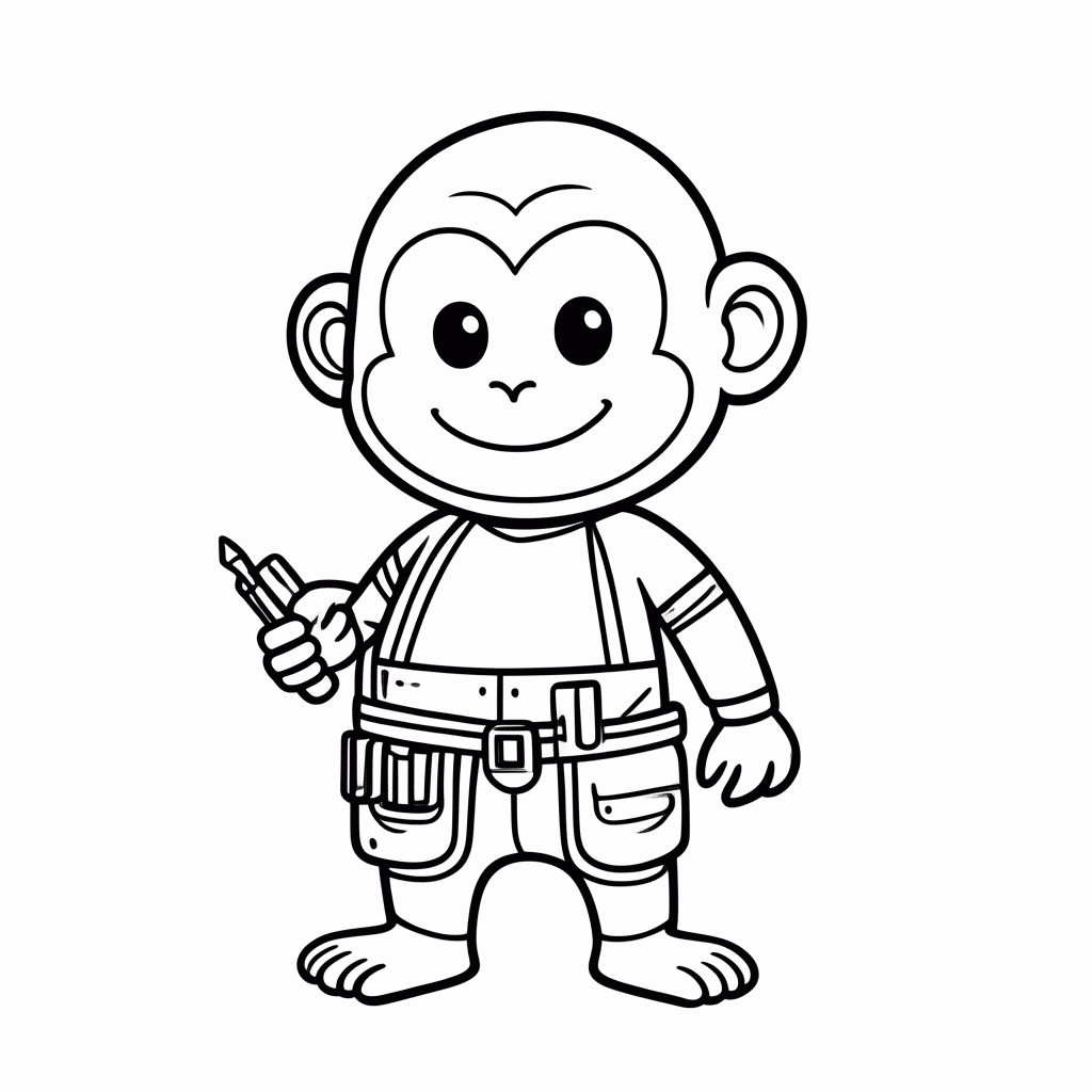 Desenho de Macaco Mecânico para colorir e imprimir grátis em folha A4