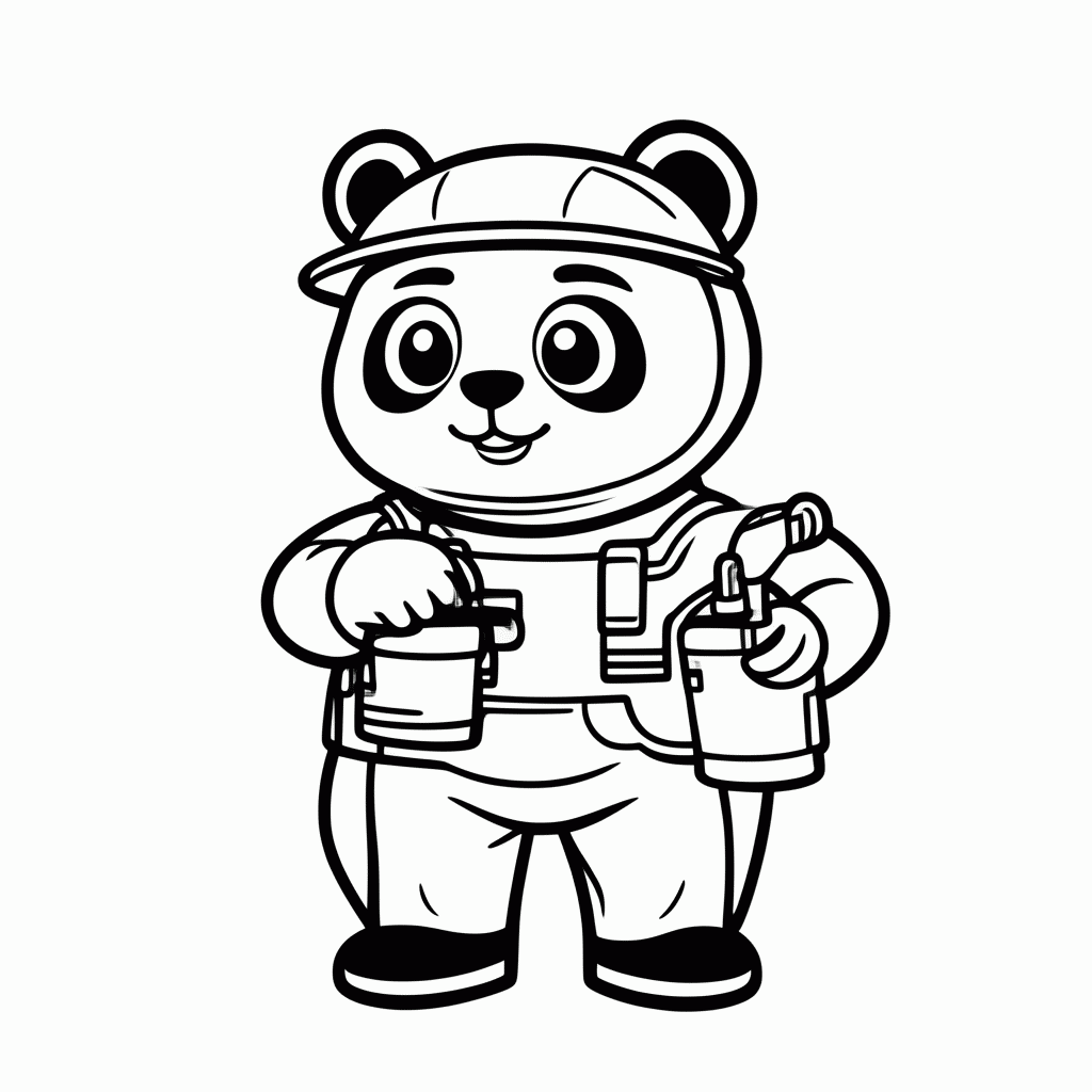 Desenho de Panda com Lata de Óleo para colorir e imprimir grátis em folha A4