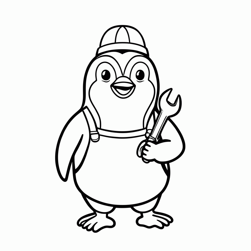 Desenho de Pinguim Mecânico para colorir e imprimir grátis em folha A4