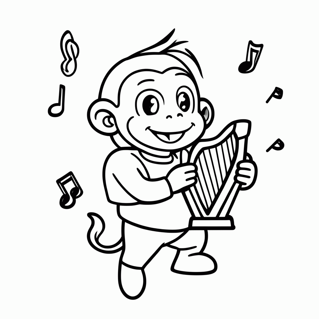Desenho de Macaco Trovador para colorir e imprimir grátis em folha A4