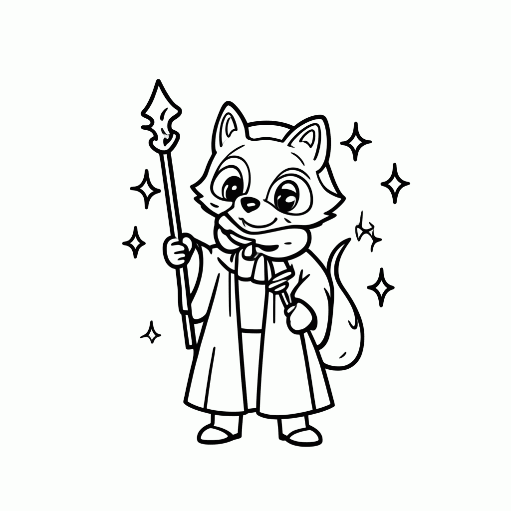 Desenho de Raposa Maga para colorir e imprimir grátis em folha A4