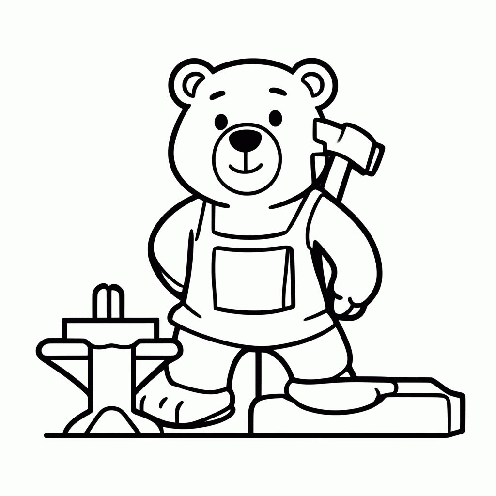 Desenho de Urso Ferreiro para colorir e imprimir grátis em folha A4