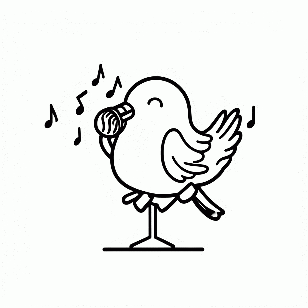 Desenho de Passarinho Cantor para colorir e imprimir grátis em folha A4