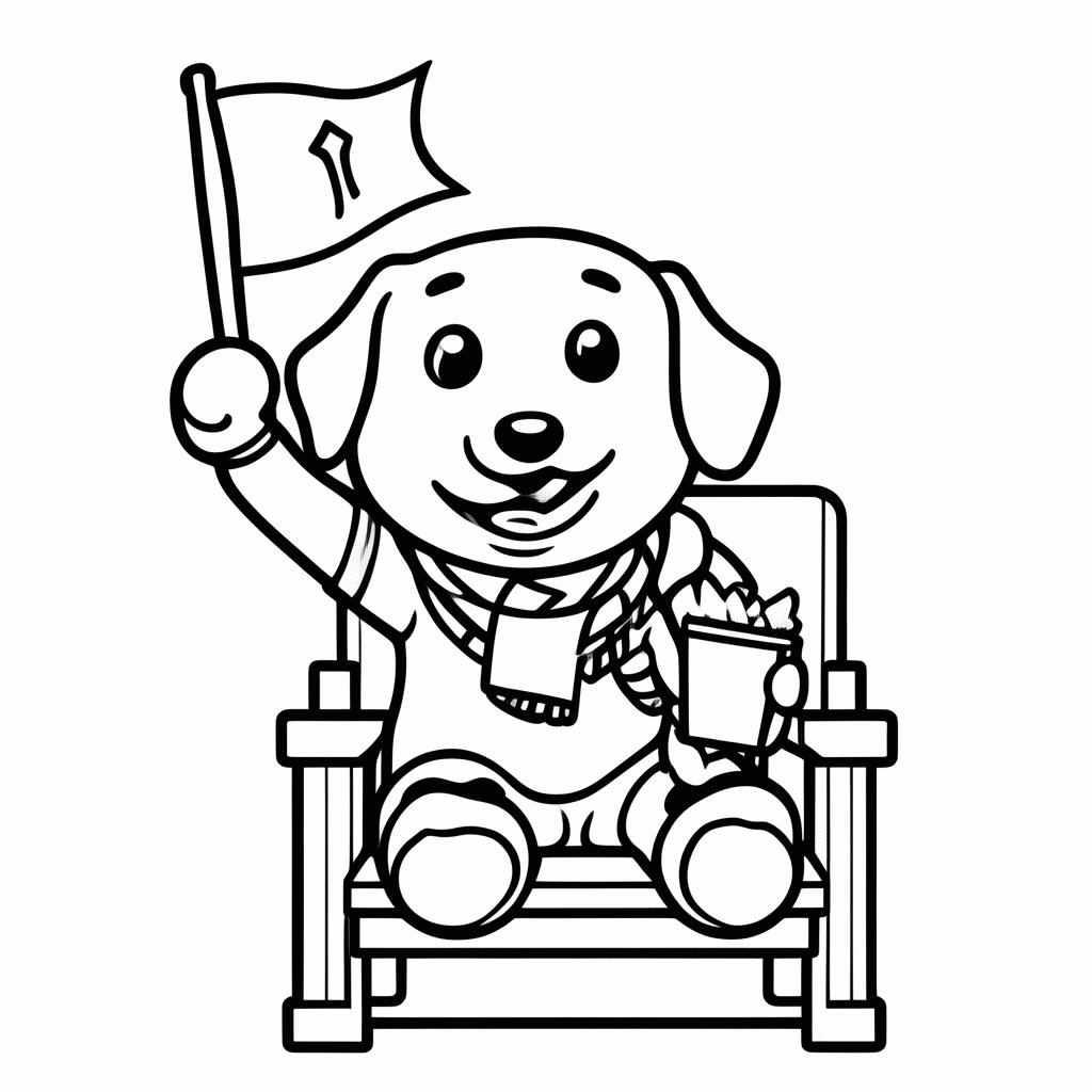Desenho de Cachorro Torcedor para colorir e imprimir grátis em folha A4