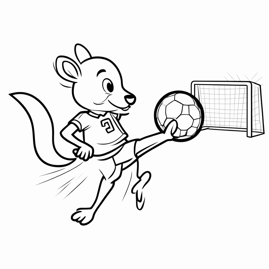 Desenho de Canguru Artilheiro para colorir e imprimir grátis em folha A4
