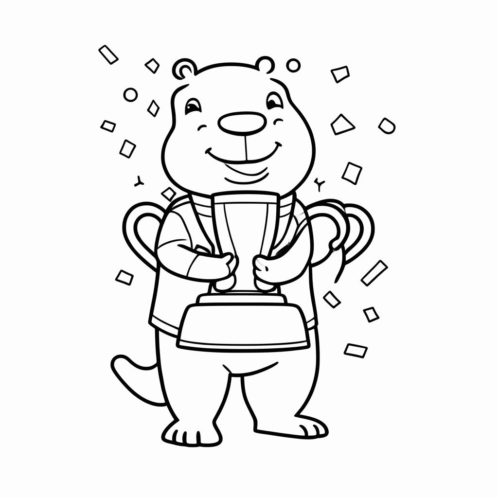 Desenho de Capivara com a Taça da Copa para colorir e imprimir grátis em folha A4