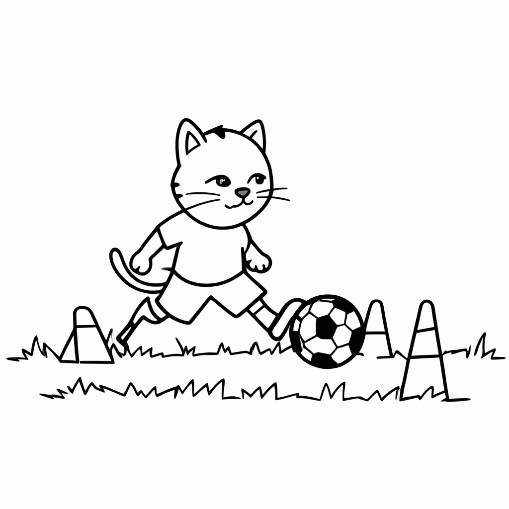Desenho de Gato Cobrando Falta para colorir e imprimir grátis em folha A4