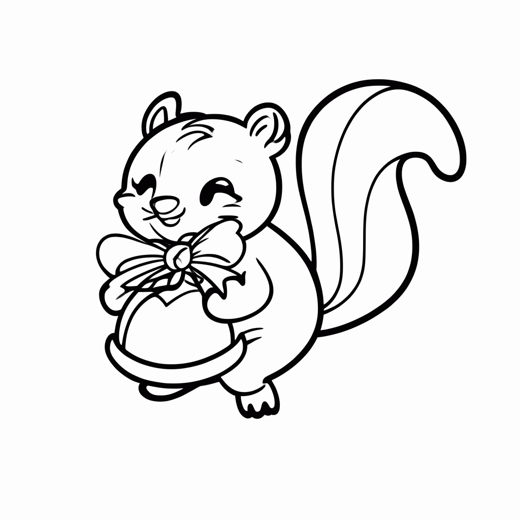 Desenho de Esquilo com Sino para colorir e imprimir grátis em folha A4