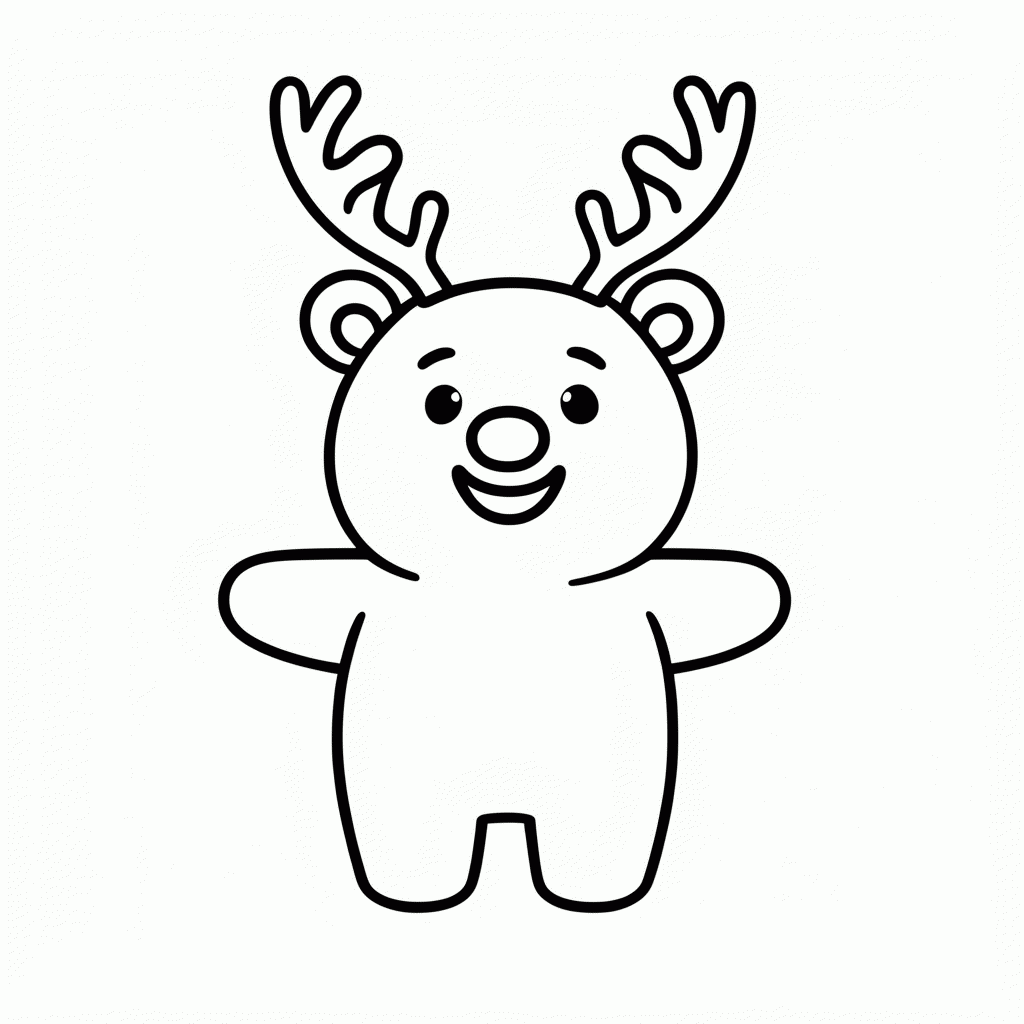 Desenho de Urso Rena para colorir e imprimir grátis em folha A4