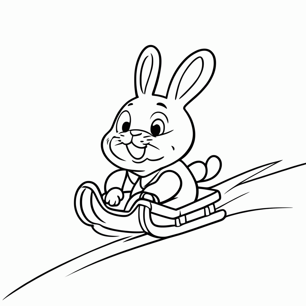 Desenho de Coelho no Trenó para colorir e imprimir grátis em folha A4
