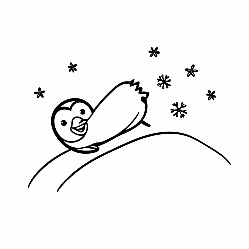 Desenho de Pinguim no Trenó para colorir e imprimir grátis em folha A4