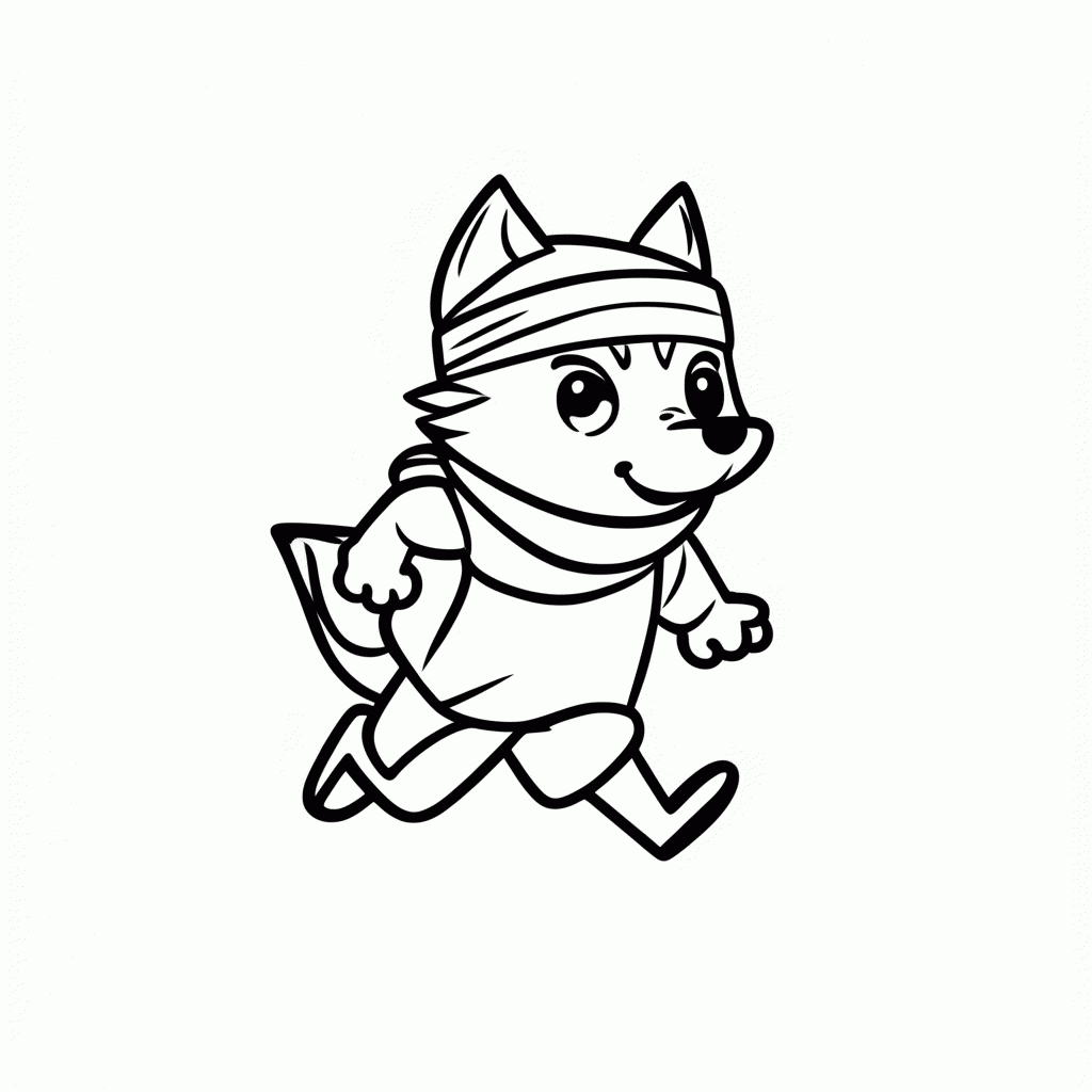 Desenho de Lobo Ninja para colorir e imprimir grátis em folha A4