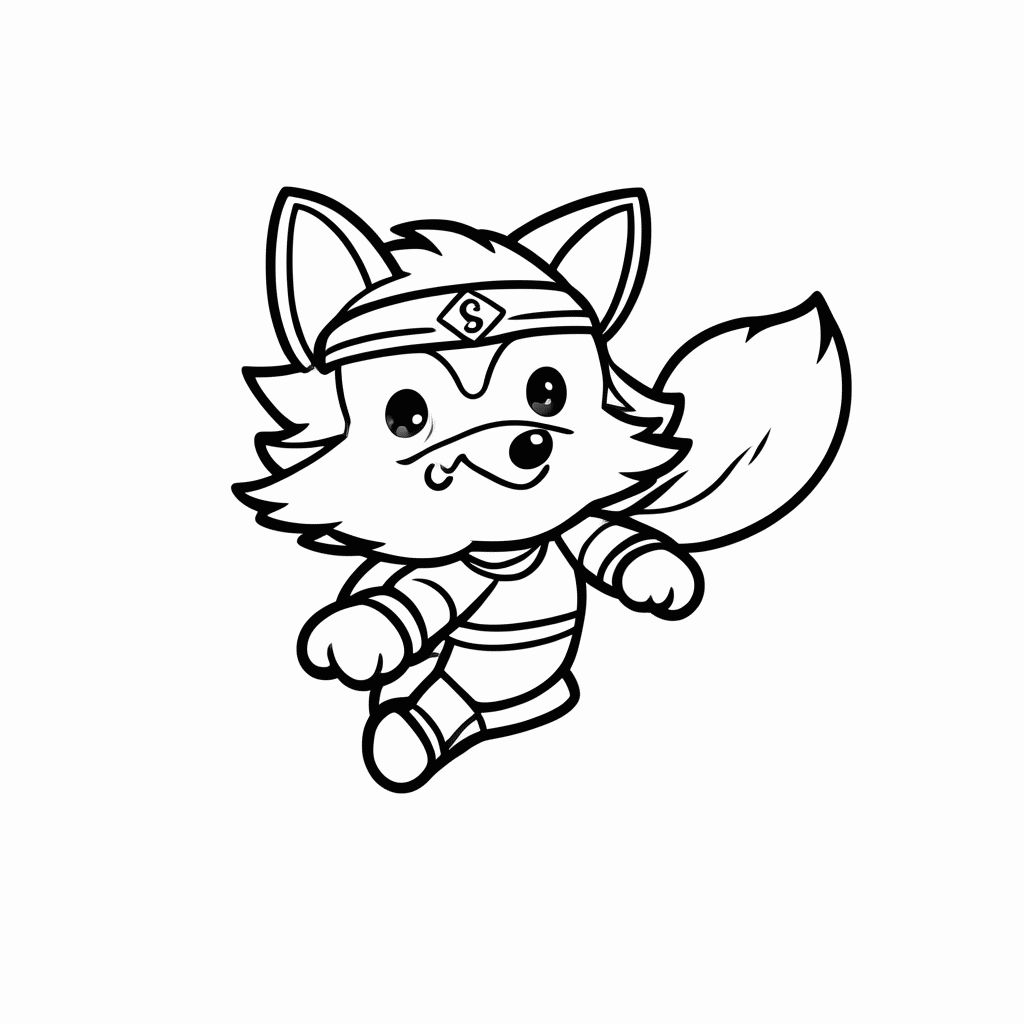 Desenho de Raposa Ninja para colorir e imprimir grátis em folha A4