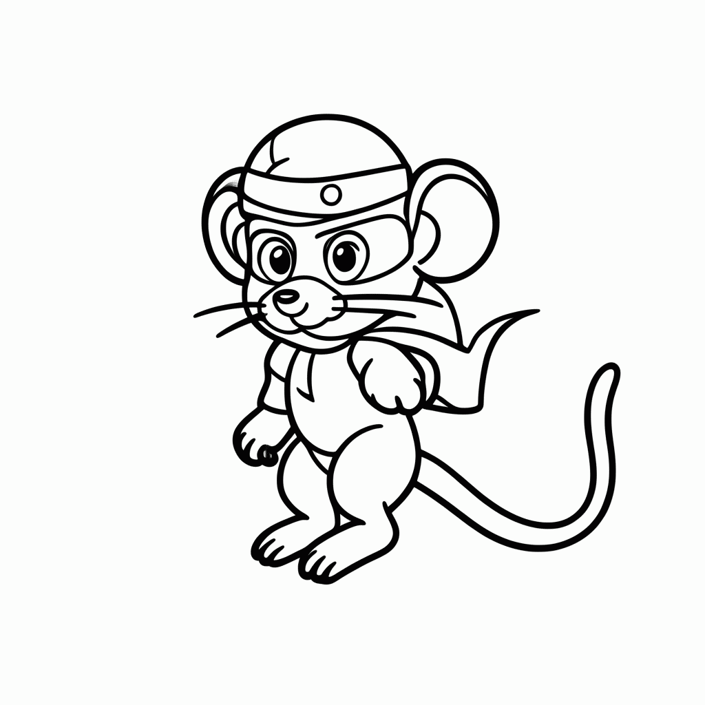 Desenho de Rato Ninja para colorir e imprimir grátis em folha A4
