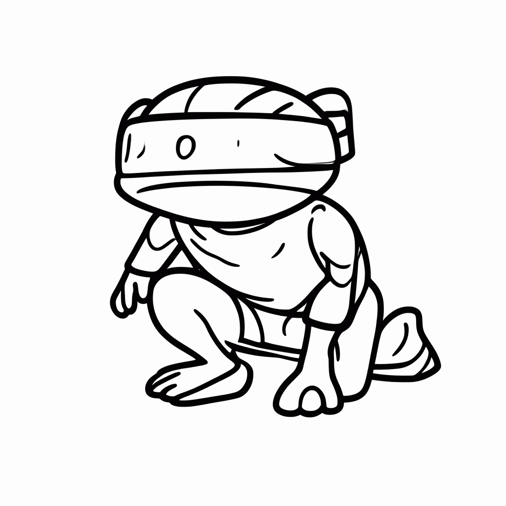 Desenho de Sapo Ninja para colorir e imprimir grátis em folha A4