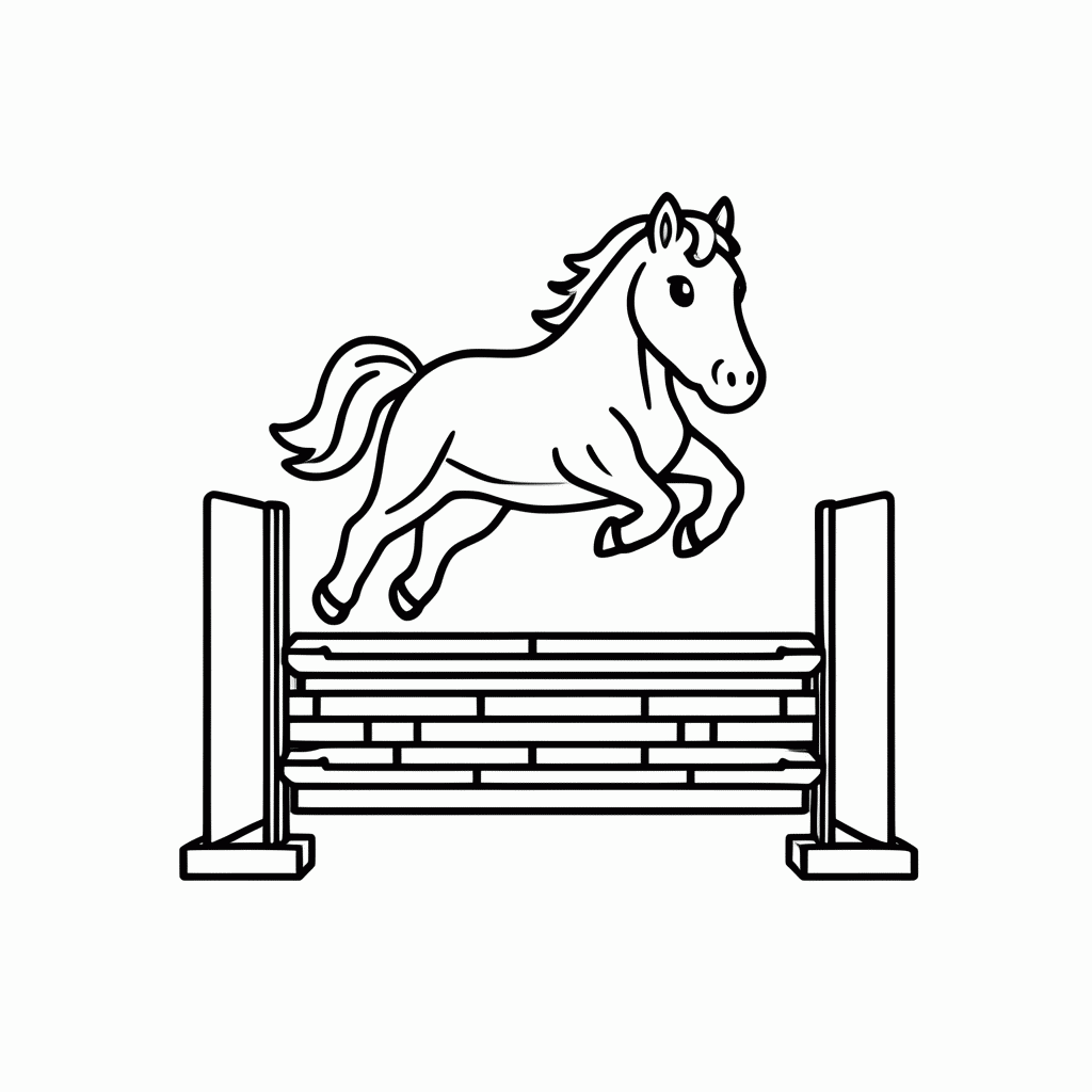 Desenho de Cavalo no Salto para colorir e imprimir grátis em folha A4