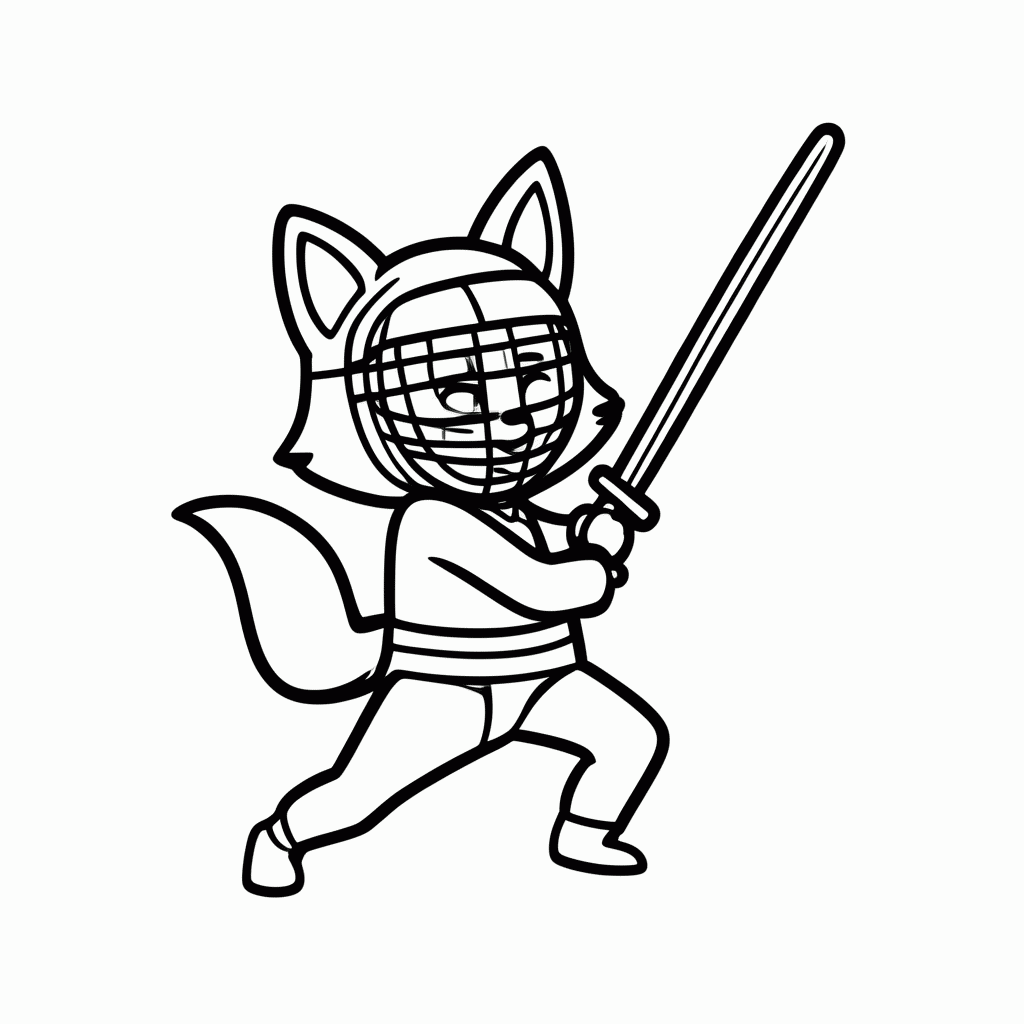 Desenho de Raposa na Esgrima para colorir e imprimir grátis em folha A4