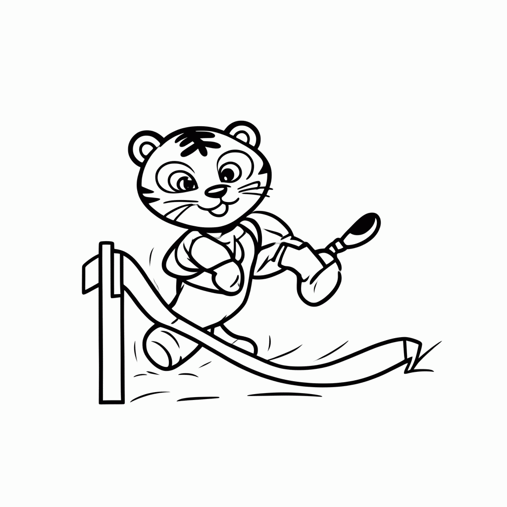 Desenho de Tigre na Corrida para colorir e imprimir grátis em folha A4