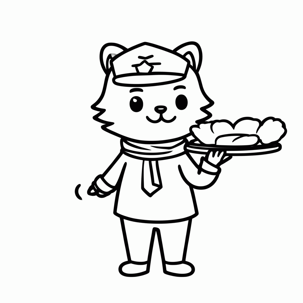 Desenho de Gato Aeromoço para colorir e imprimir grátis em folha A4