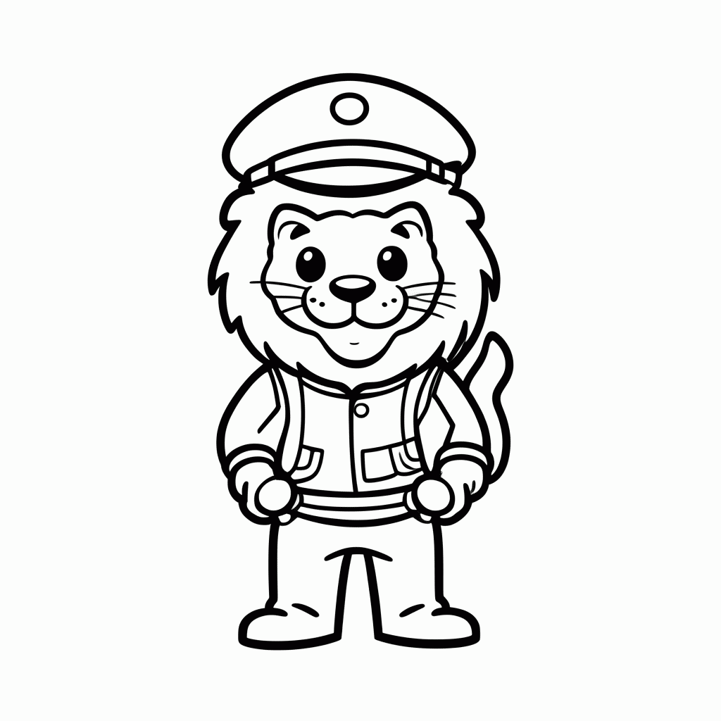 Desenho de Leão Piloto para colorir e imprimir grátis em folha A4