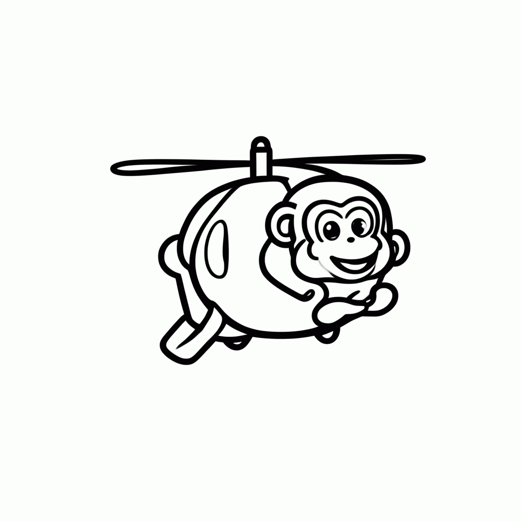 Desenho de Macaco de Helicóptero para colorir e imprimir grátis em folha A4
