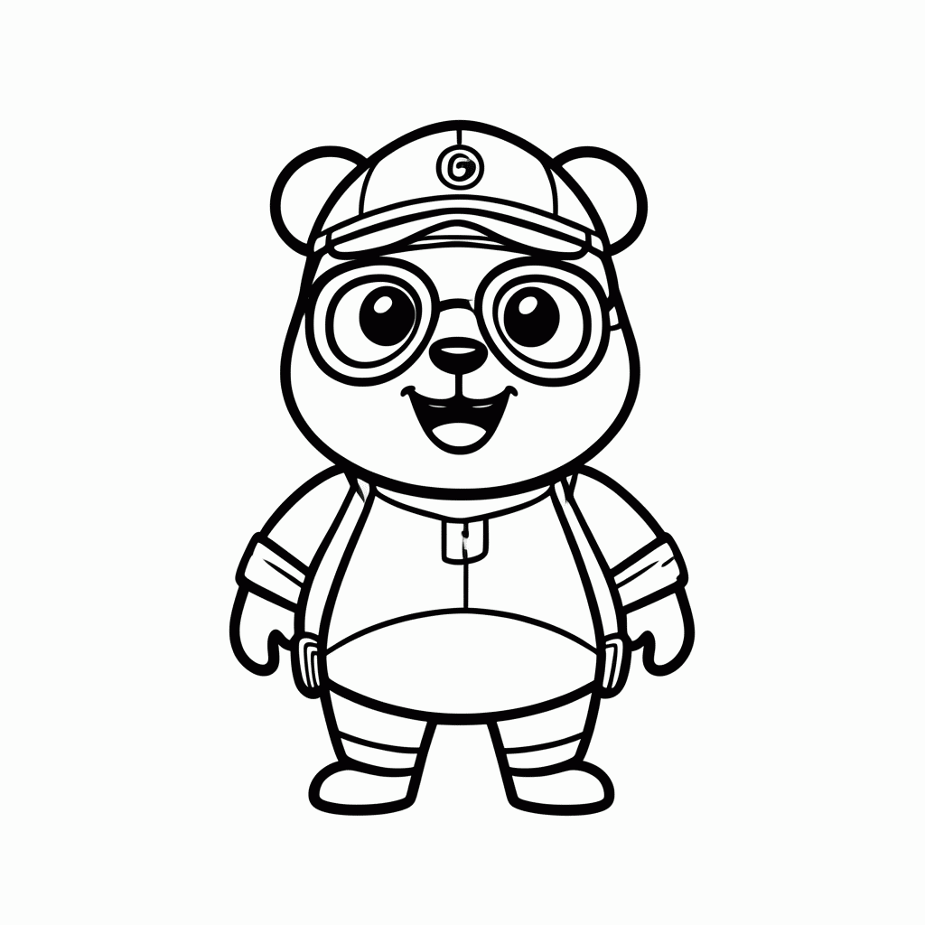 Desenho de Panda Piloto para colorir e imprimir grátis em folha A4