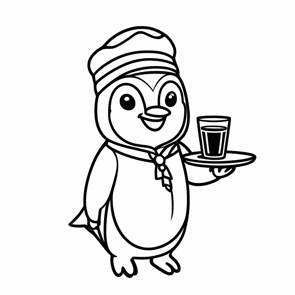 Desenho de Pinguim Aeromoço para colorir e imprimir grátis em folha A4