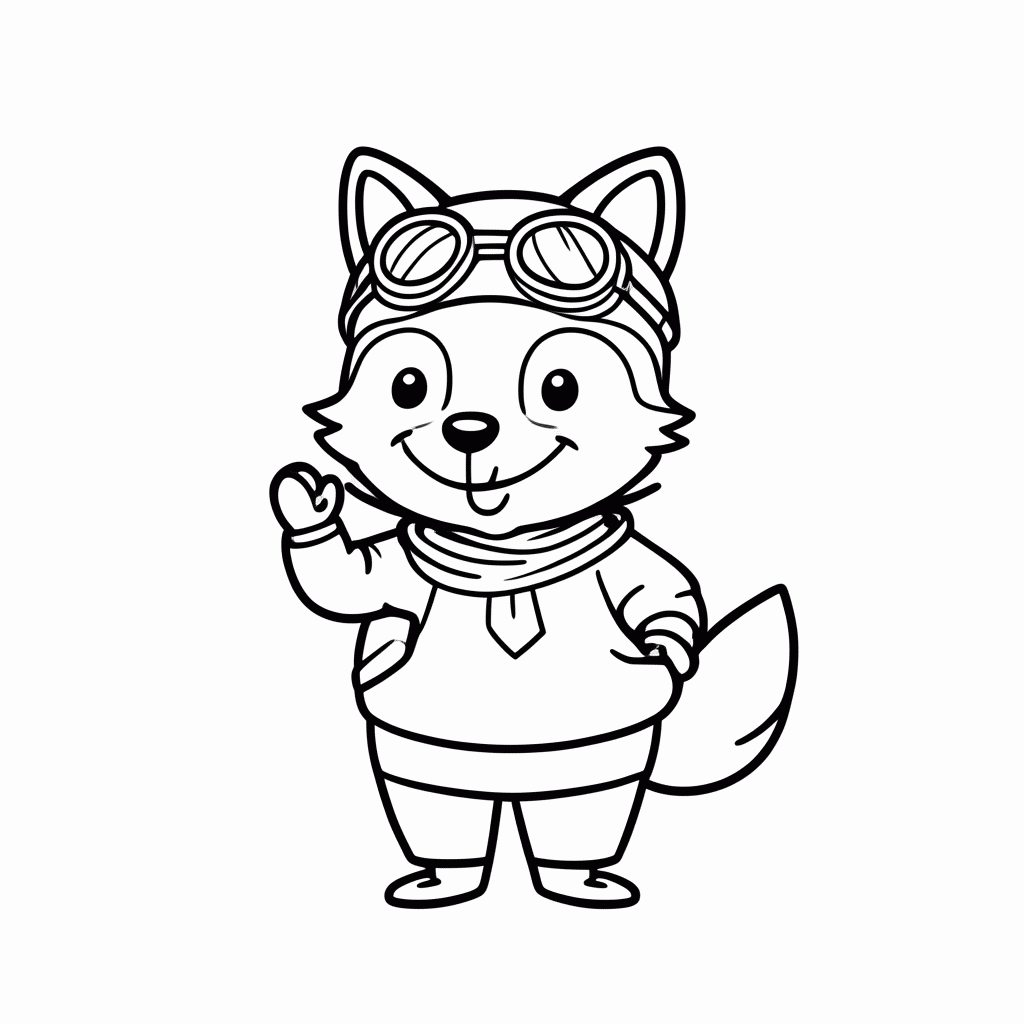 Desenho de Raposa Pilota para colorir e imprimir grátis em folha A4