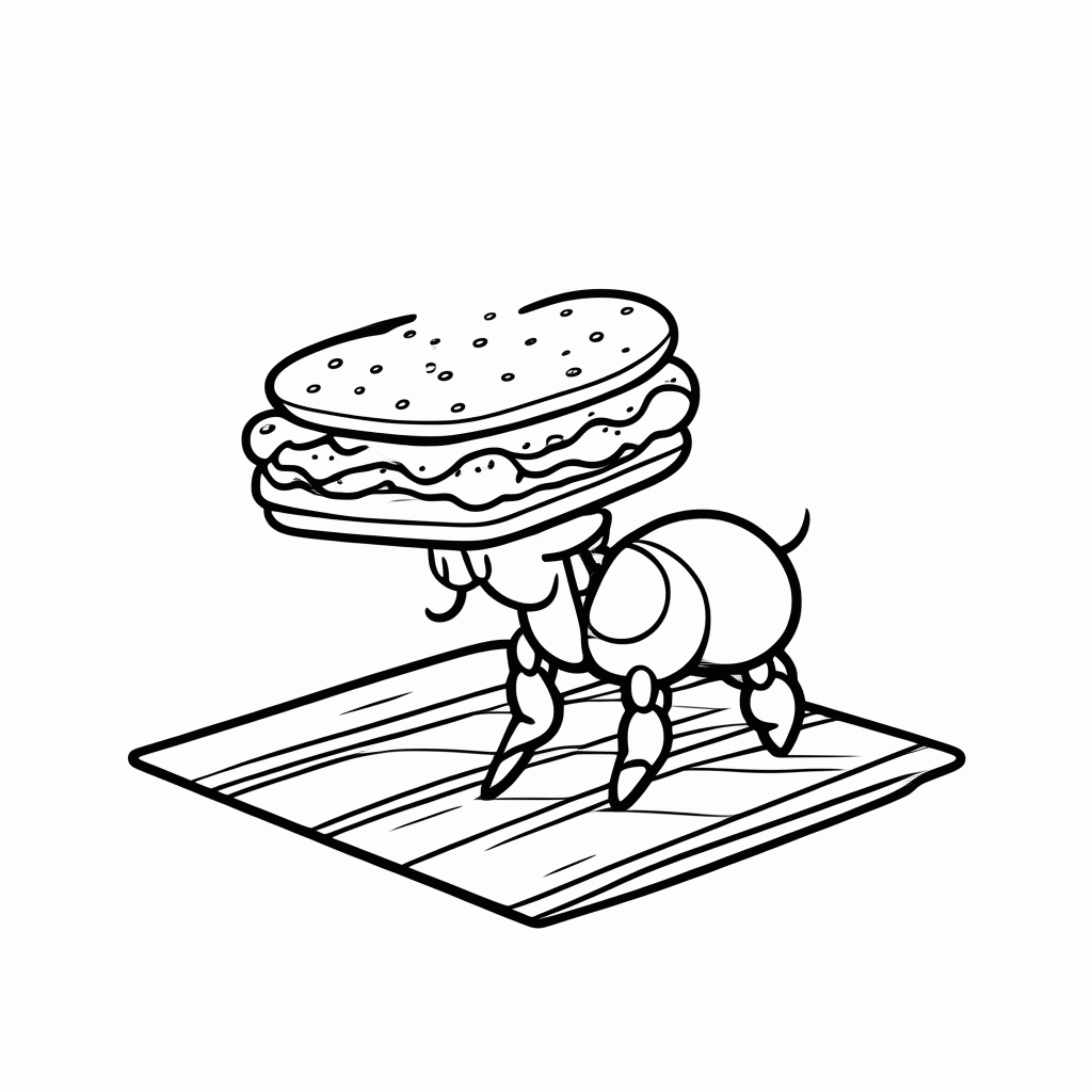 Desenho de Formiga no Piquenique para colorir e imprimir grátis em folha A4