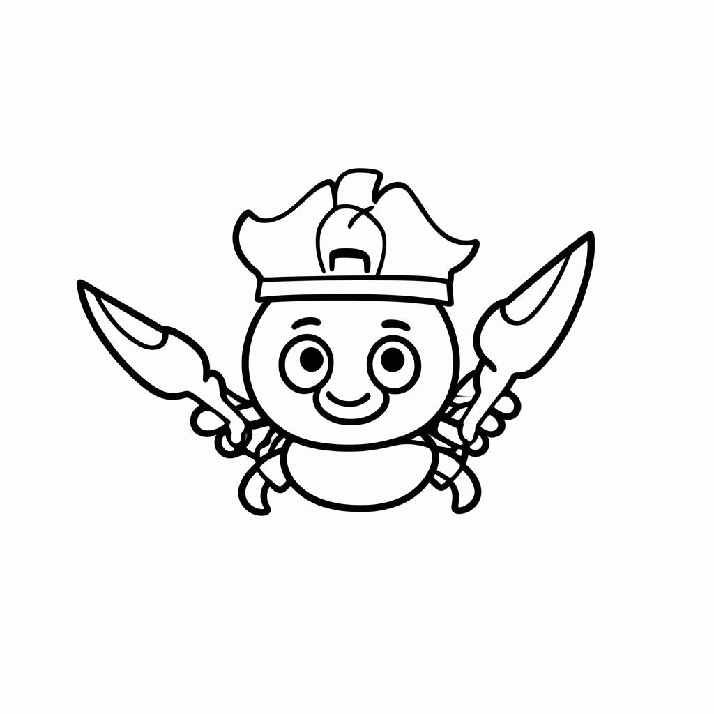 Desenho de Caranguejo Pirata para colorir e imprimir grátis em folha A4